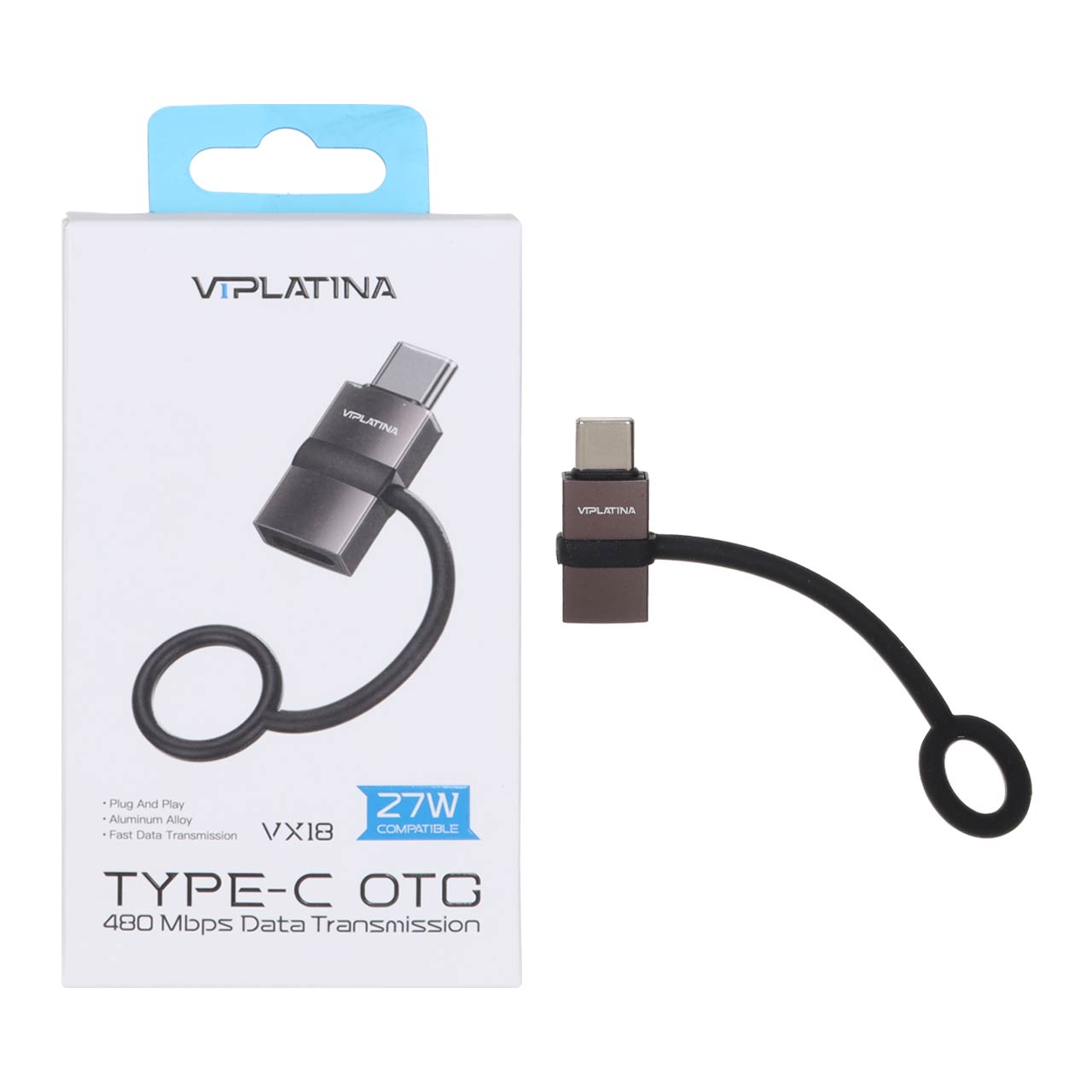 تبدیل VIPLATINA Lightning To Type-C مدل VX18 27W - مشکی (گارانتی 18 ماه تعویض نیکان همراه)
